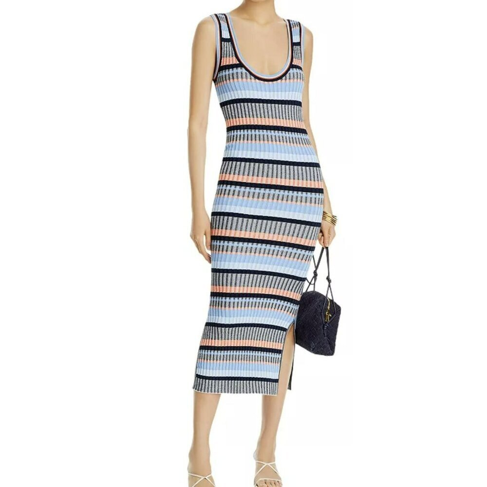 Veronica Beard $448 Fabiana Striped Stretch Midi Dress NWT Size Medium